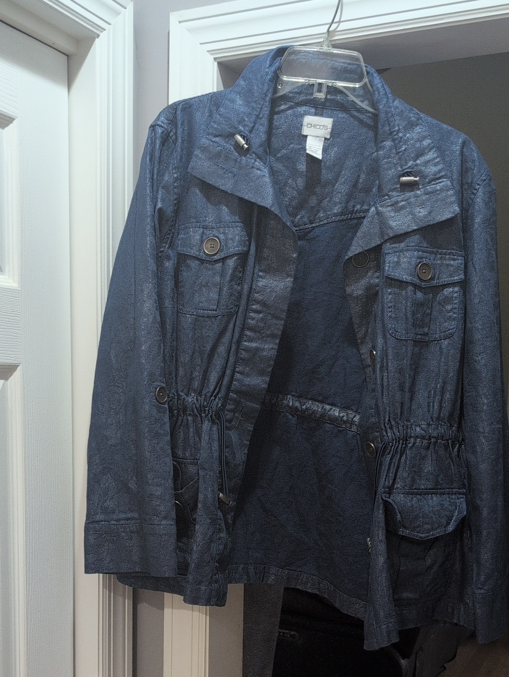 Chico's Deep Navy Drawstring Utility Jacket